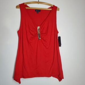 NWT AB Studio Red Women's Tank Top.  Size XL
